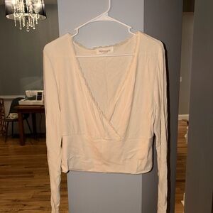 Pink Rose Cream Long Sleeve Blouse